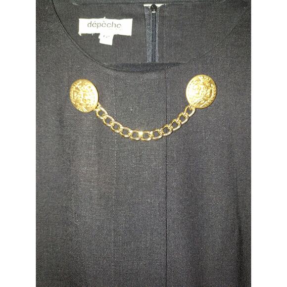 Vintage Depeche Mode S 12‎ Black Dress With Gold Buttons Dark Academia Nautical - Picture 6 of 9